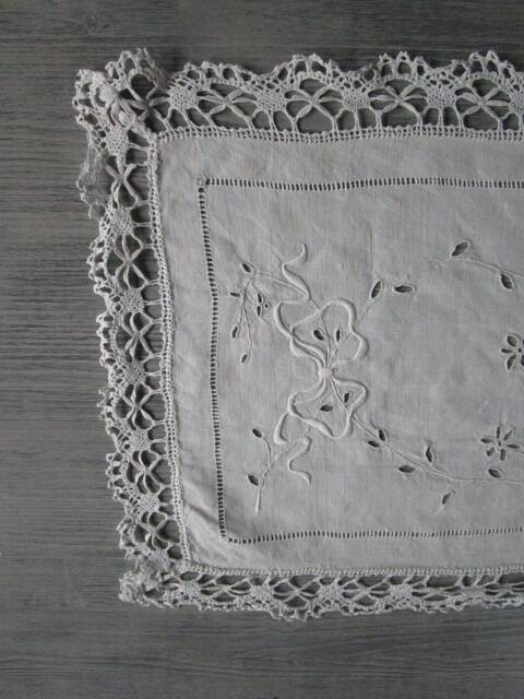 Antique large embroidered table centerpiece 150cm x 35cm