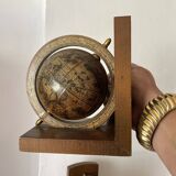 Vintage world map bookends terrestrial globes