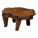 Table basse en bois de burl organique, France, années 1950