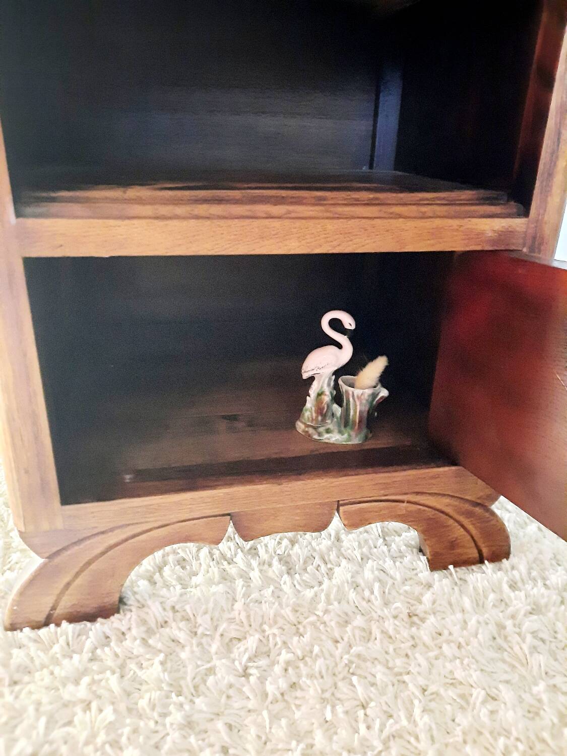 Antique Art Deco bedside table in raw wood