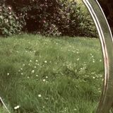 Hammered metal round mirror