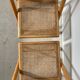 Set of 4 folding chairs, vintage design, wooden structure and canned seat. Around 1970
