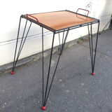 Wooden side table Eiffel metal feet 1950s