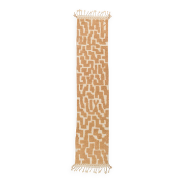 Dark beige Berber hallway rug with modern reliefs
