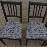 4 Chaises de style Louis XVI de couleur noir effet vieillies , Totalement relookée