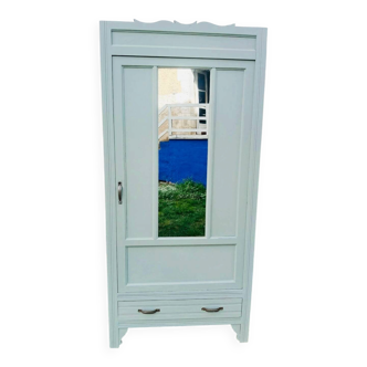 Art Deco sage green bonnetière wardrobe