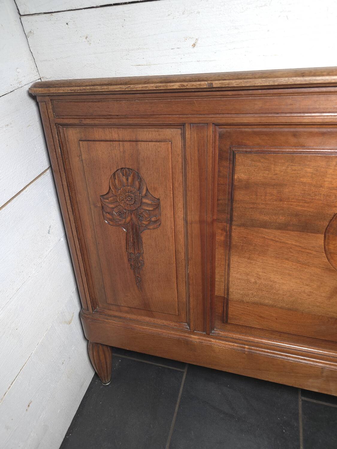 Art Deco walnut headboard