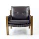 Lot de 2 chaises longues en cuir marron et noyer par Ton, Tchécoslovaquie