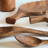 Set of vintage turned and carved wooden cups