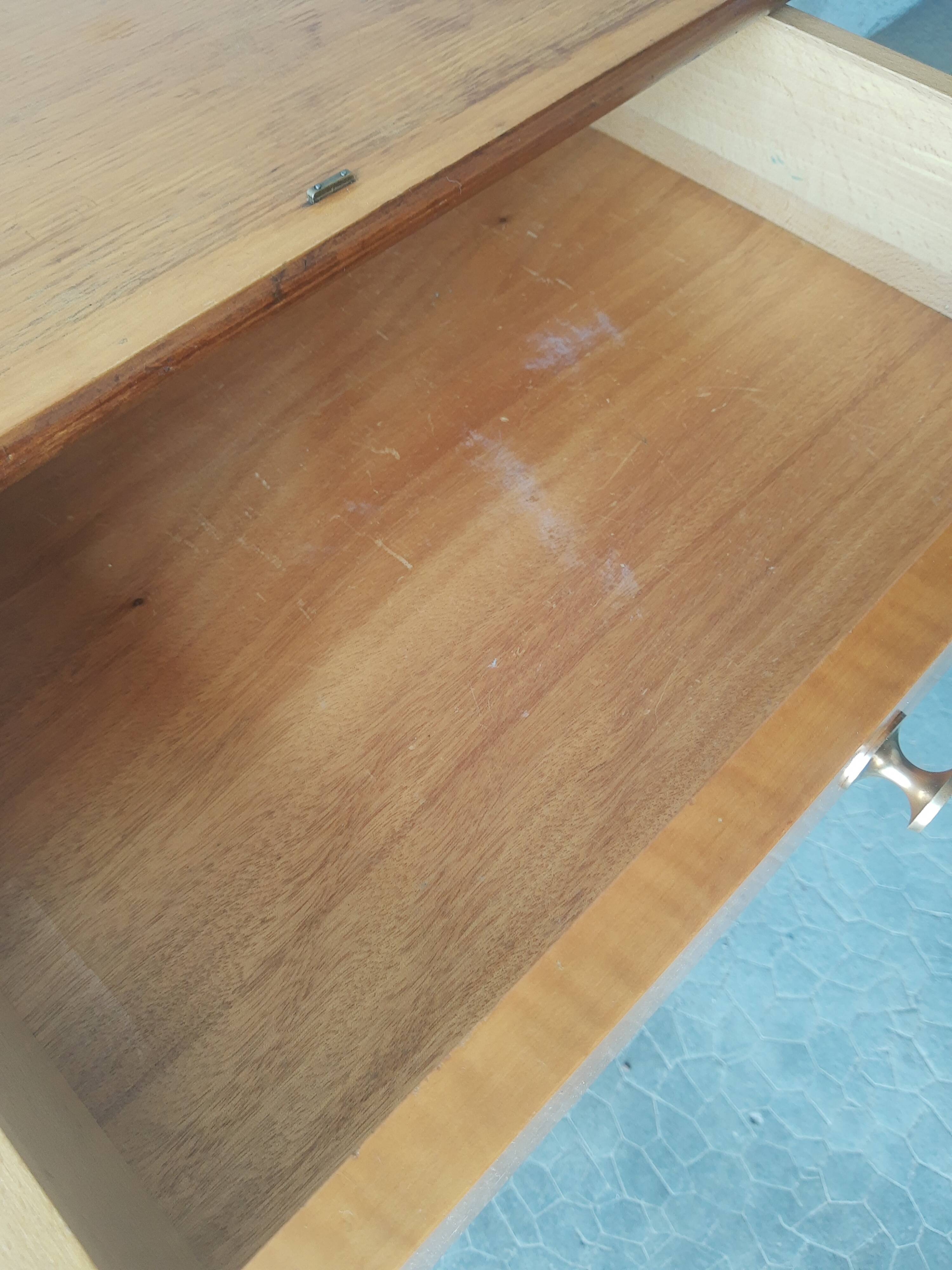 Vintage 70s light wood bedside table