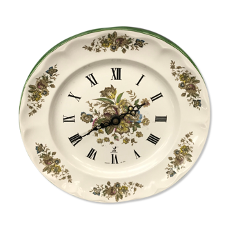 Pendule horloge ancienne Jaz assiette Kg luneville céramique vintage