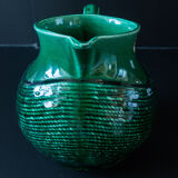 Green pitcher Sarreguemines Digoin vintage 60s slip