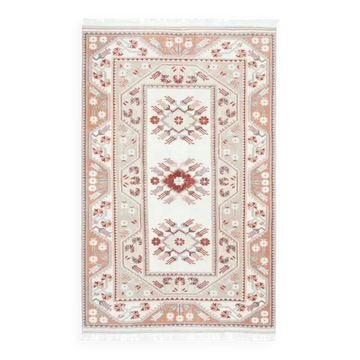 1970s Vintage Turkish Oushak Handmade Wool Cotton White Area Rug 160x255