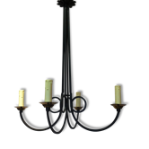Lustre 4 branches fer forgé 1950