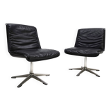 Wilhahn Delta set of 2 leather conference / dining chairs by Delta, 1960