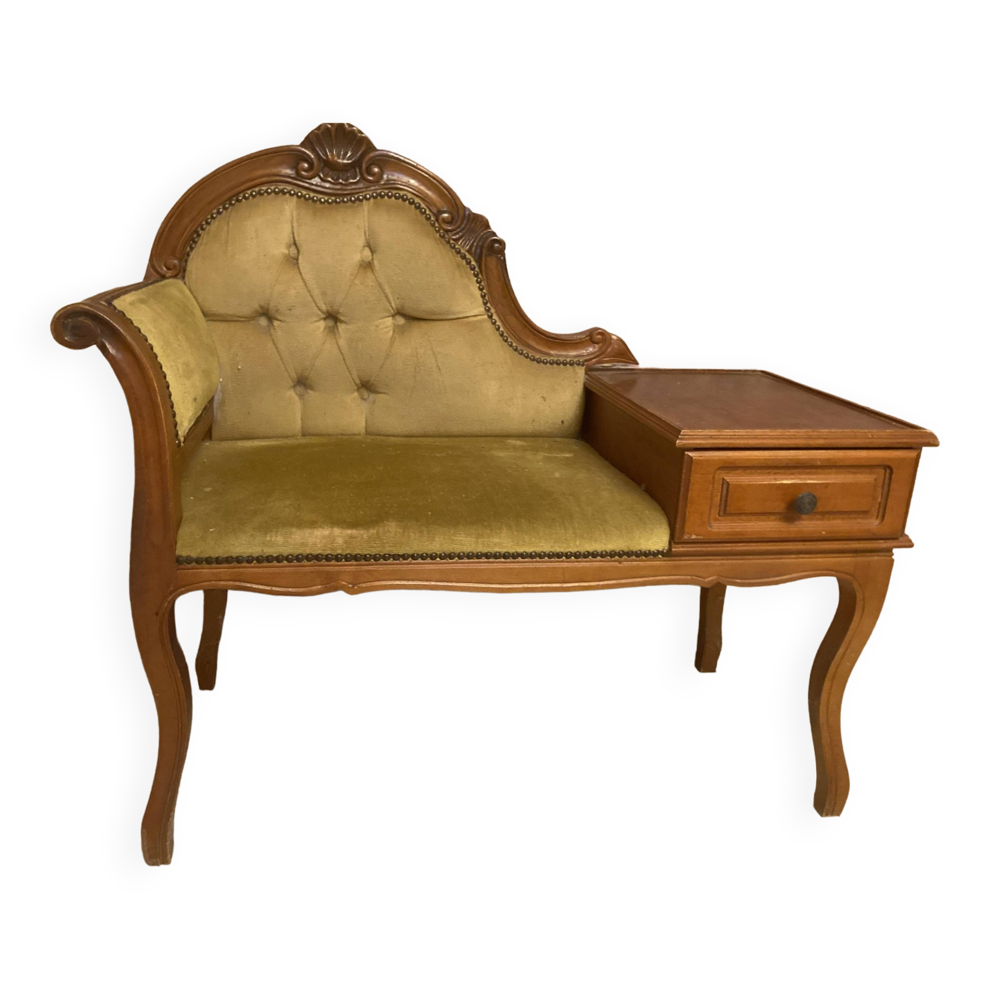 Telephone cabinet with seat