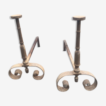 Pair of wrought iron chenêts