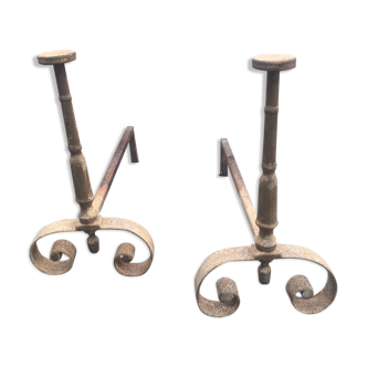 Pair of wrought iron chenêts