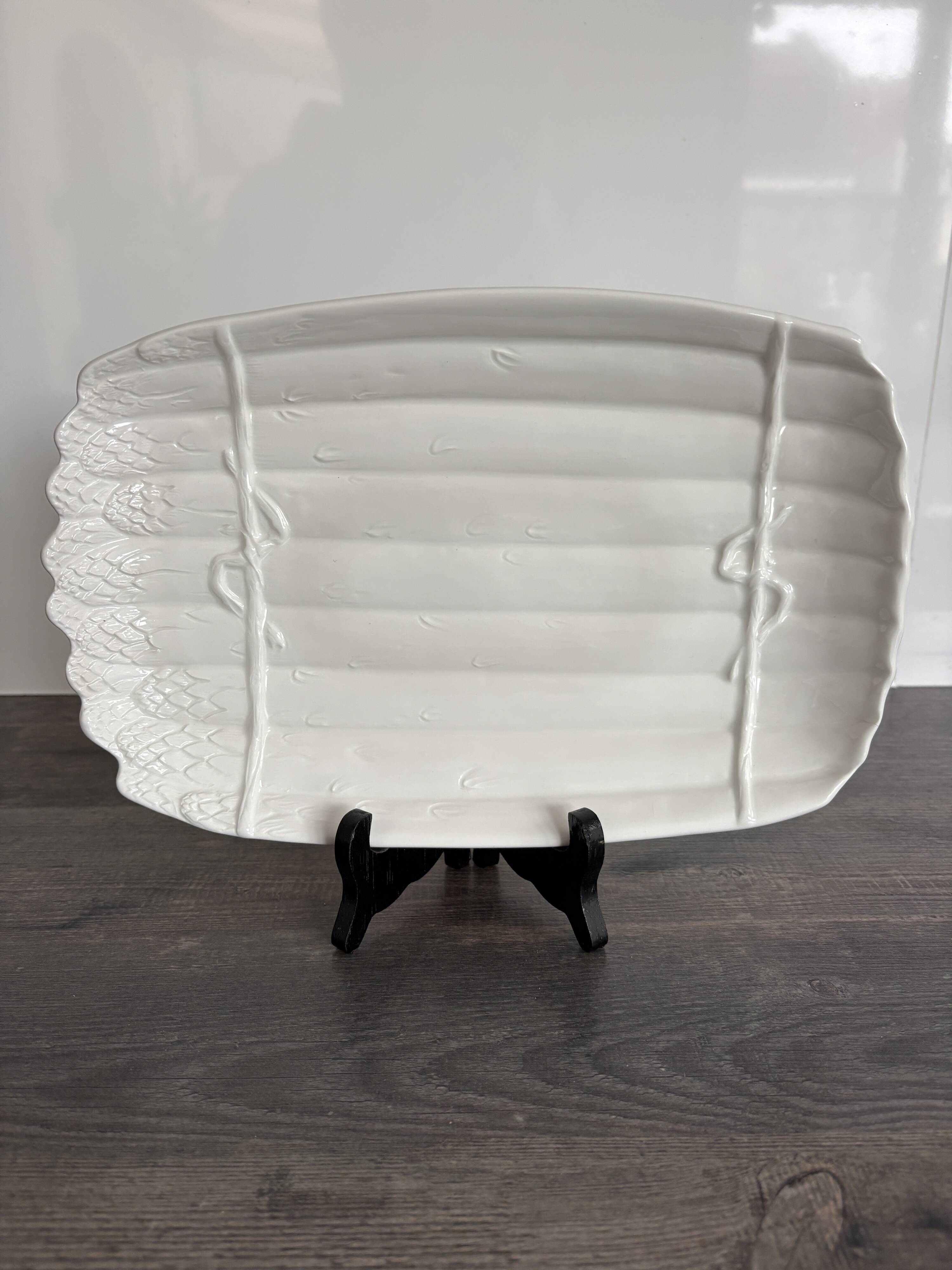 Vintage White Ceramic Asparagus Dish