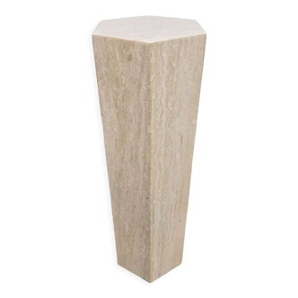 Vintage Italian travertine pedestal pillar 'Hexagon'