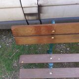 Old garden bench with cast iron feet