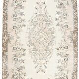 6x9 Cream & Brown Oriental Vintage Rug, 175x290Cm