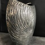 Vase in ceramic form and silver modernist effects 26.5 cm