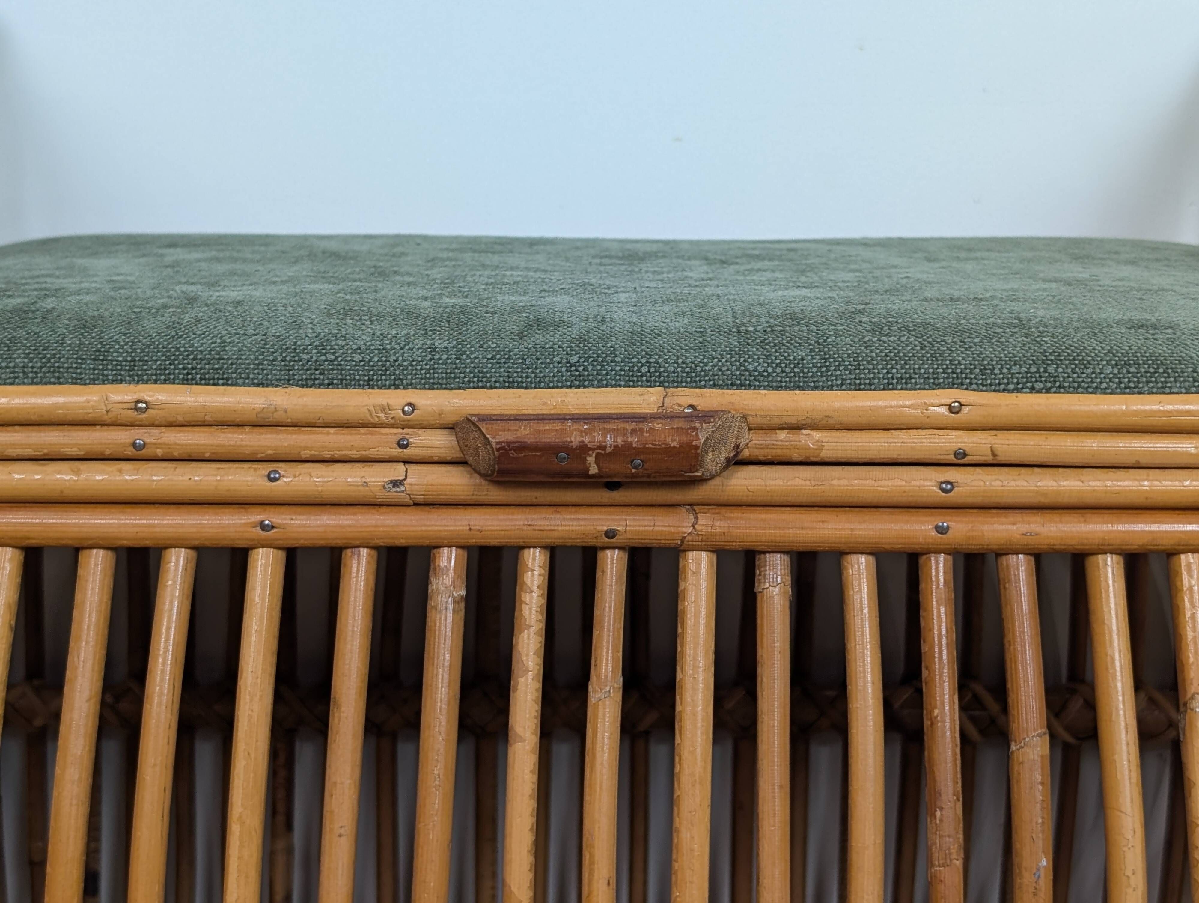 1960s rattan storage bench