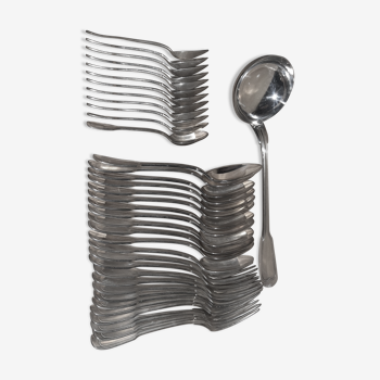 Silver metal cutlery set 37 pieces model in Filet/Chinon, SFAM