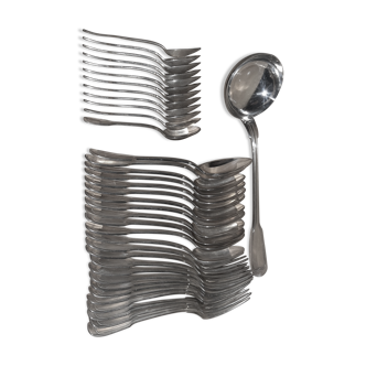 Silver metal cutlery set 37 pieces model in Filet/Chinon, SFAM