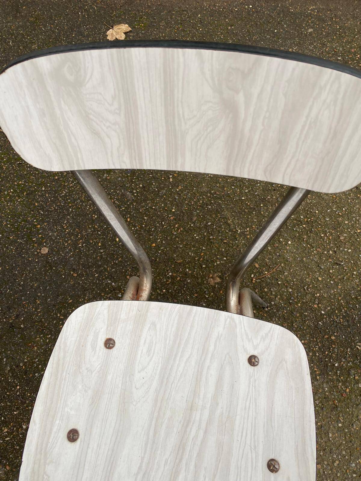 Beige formica and steel workshop chair