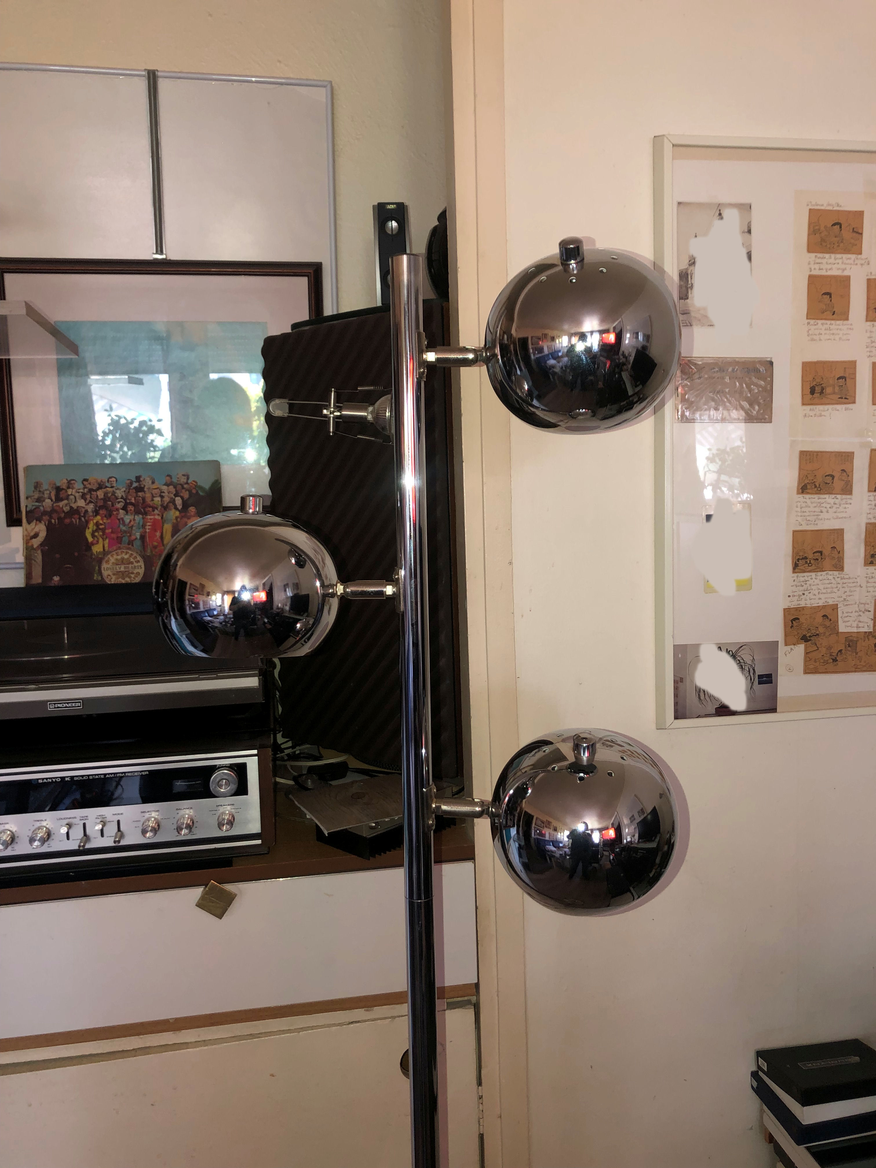 Floor lamp chrome balls "Bullit"