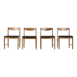 Set Of 4 Midcentury McIntosh Teak And Leatherette Chairs. Vintage Modern