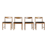 Set Of 4 Midcentury McIntosh Teak And Leatherette Chairs. Vintage Modern