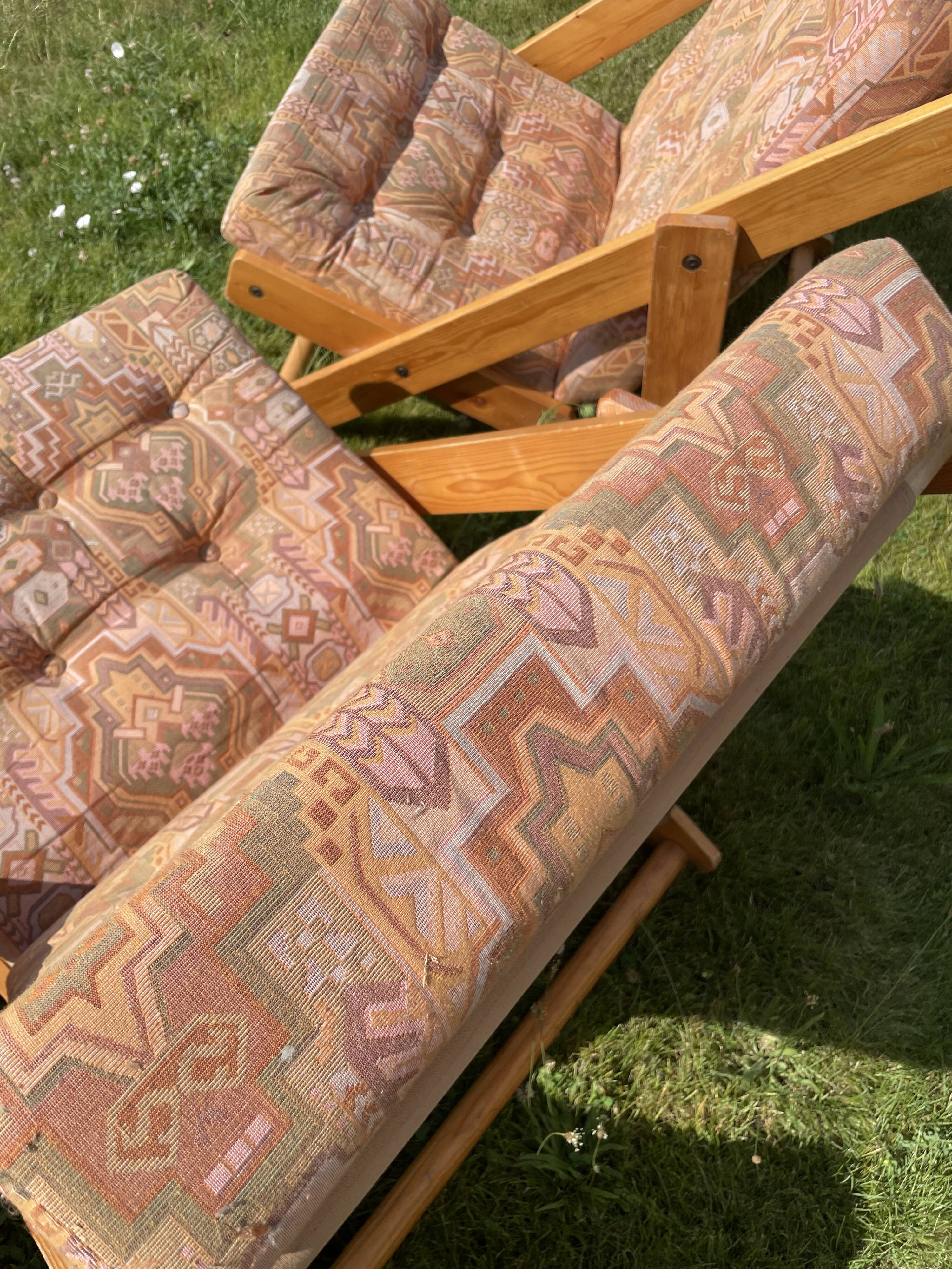 Lot 4 transats en pin Fatöli Kontiki Ikea 1970