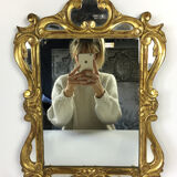 Mirror wooden gold and patinated sculpted décor hectic 55x37cm