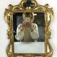 Mirror wooden gold and patinated sculpted décor hectic 55x37cm