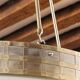 Large suspension art deco style, glass, aged brass finish.