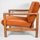 Fauteuil scandinave d'origine restauré, années 60, rouille, velours