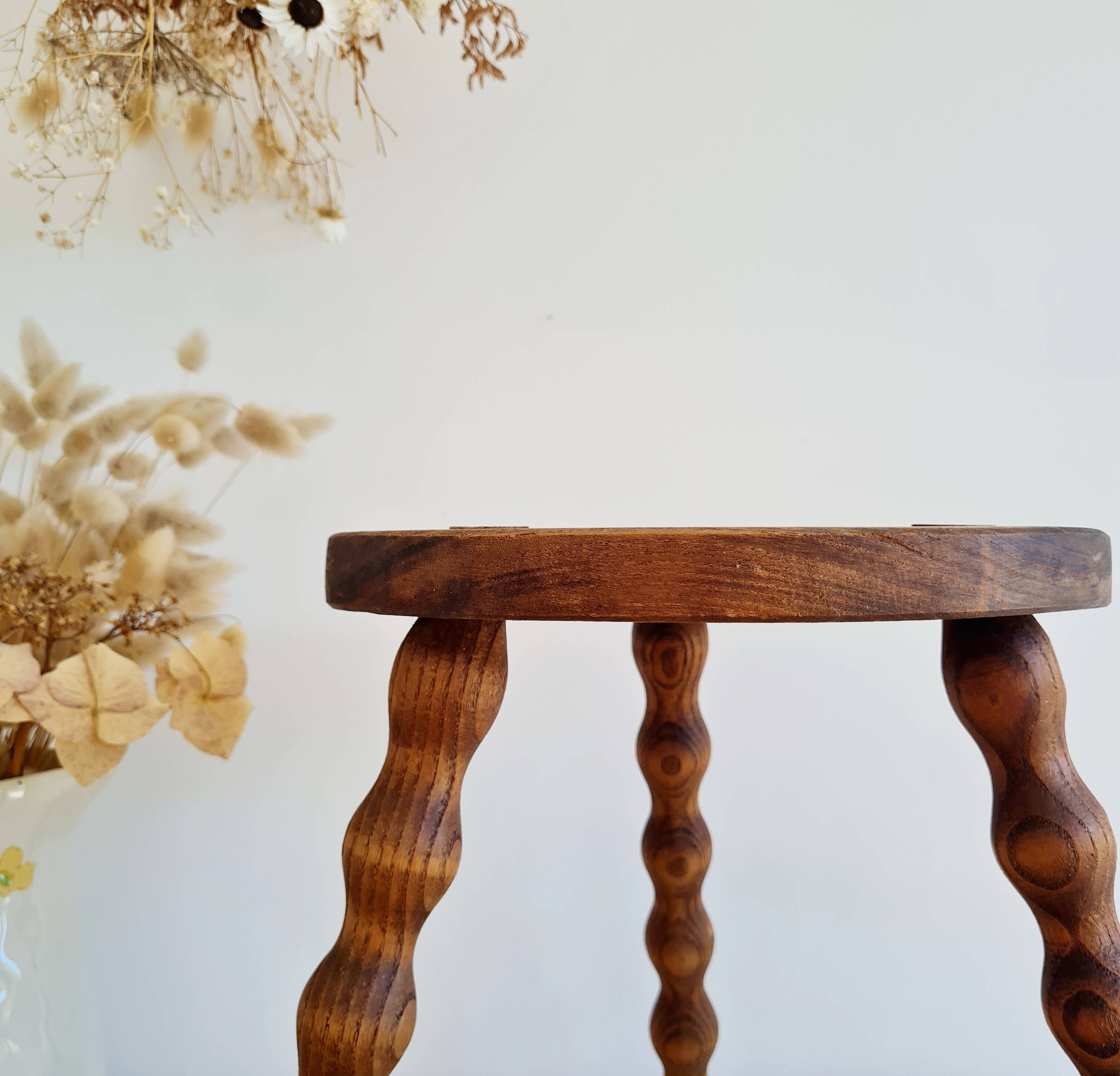 Antique wooden tripod stool