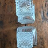 Mismatched pair of whisky decanters.