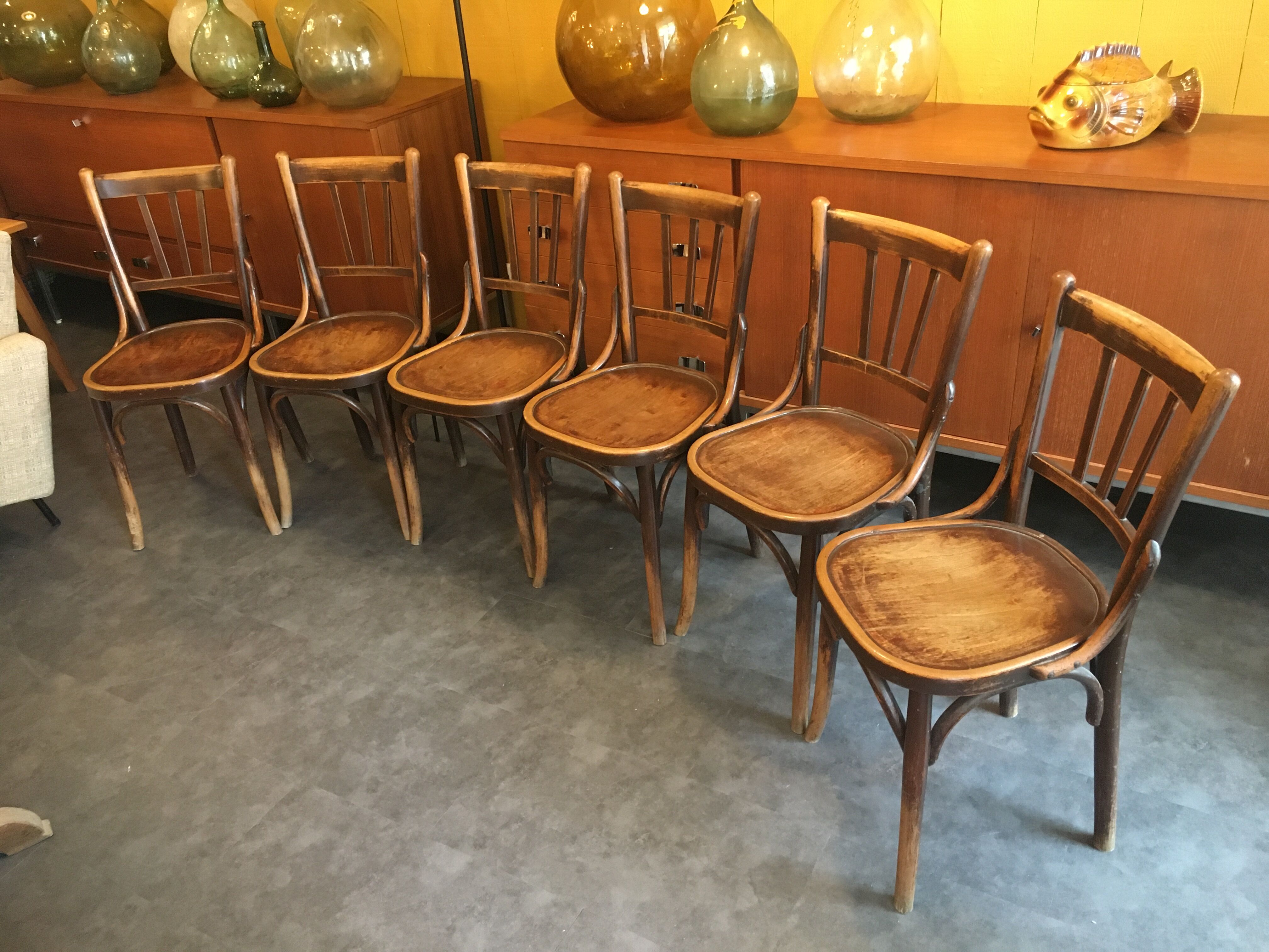 6 bistro chairs, Baumann, circa 1950