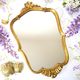 Baroque-style wall mirror / H49 cm x 30 cm /Decor shell and foliage / Golden with gold leaf