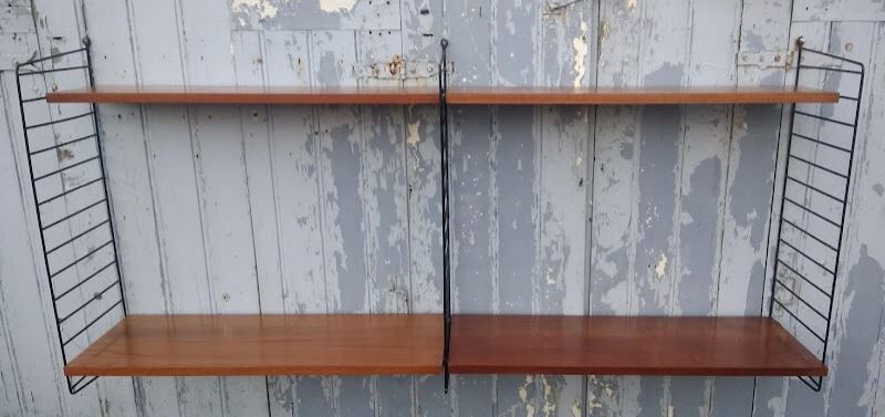 Vintage modular shelf in teak veneer and black metal, Nisse Strinning, 60s (2)