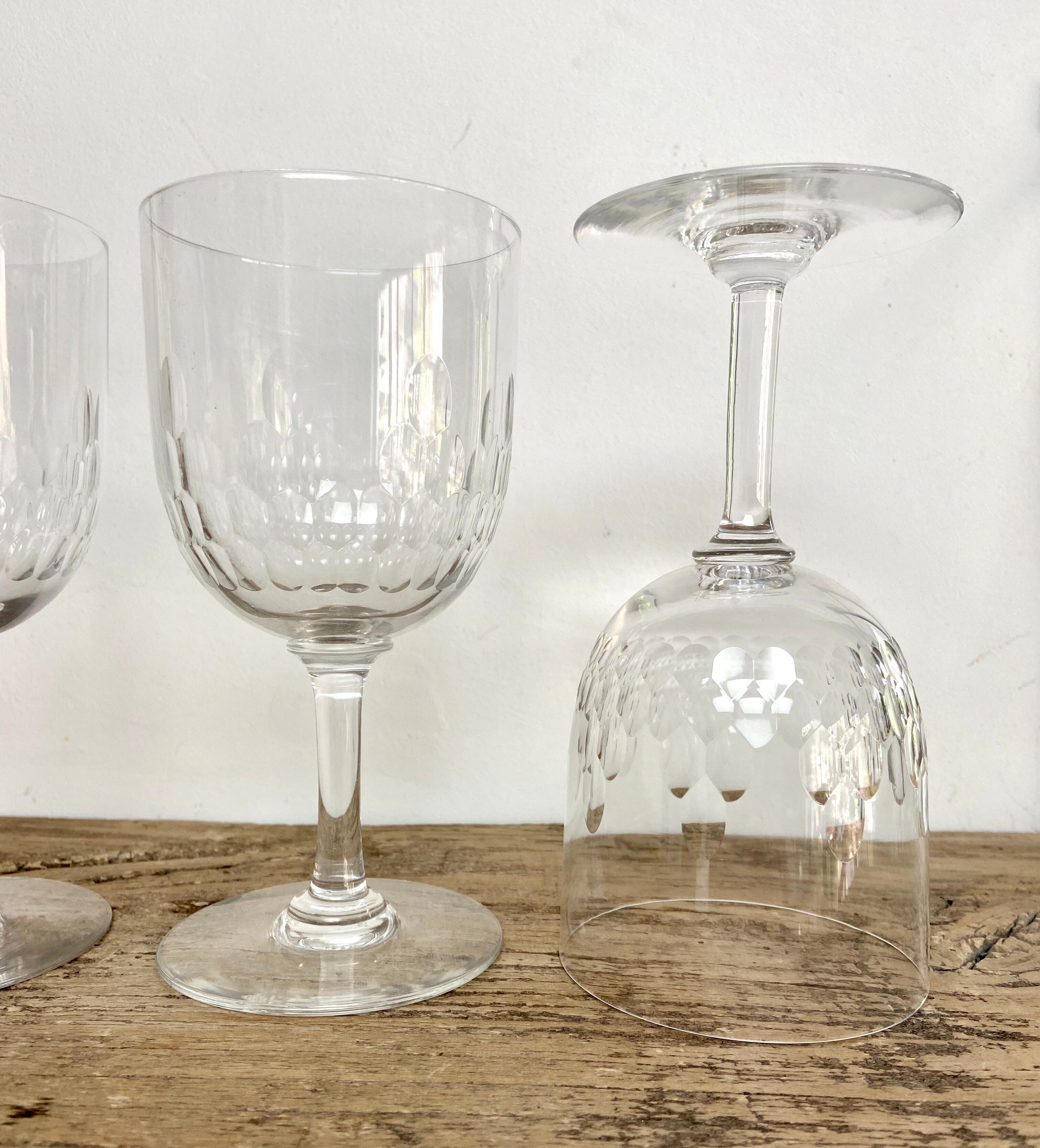 6 vintage cut crystal glasses