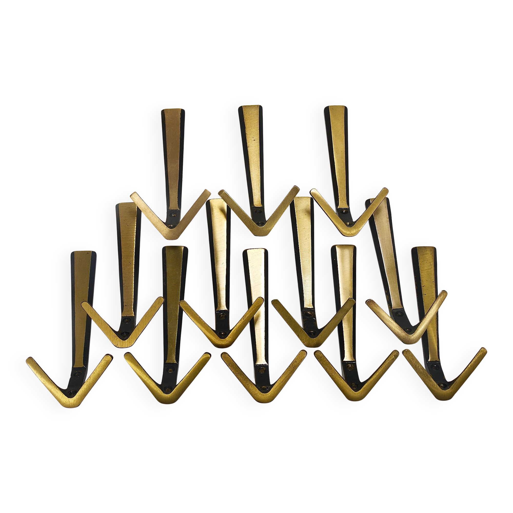 21x Crochet Mural Double in Brass Midcentury by Herta Baller, Vienna, Austria, 1950s