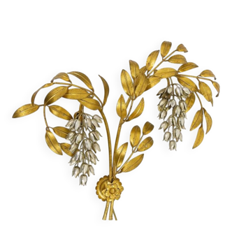 Large gold metal wall lamp in Hollywood Regency style by Hans Kögl, Maison Jansen.