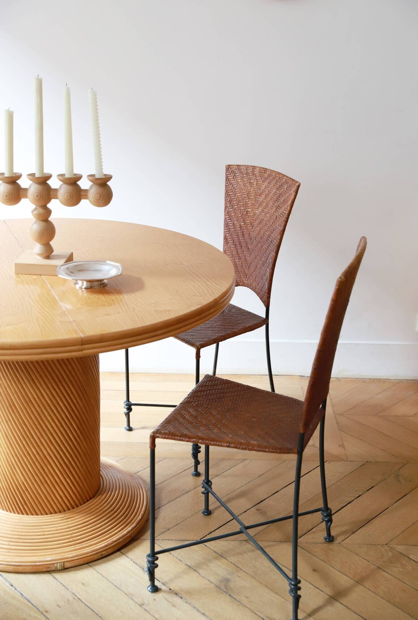 Table ronde rotin et bois | Selency