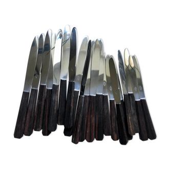 Set of old stainless steel and wood knives