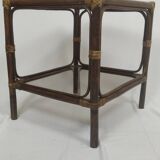Rattan and glass coffee table